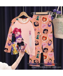 Kids Pajamas Set Long Sleeve Boys Girls Cartoon Dragon Ball Sleepwear Soft Polyester
