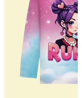 K-pop Demon Hunter Pajamas for Girls – Long Sleeve Two-Piece Set, Soft Polyester Sleepwear for Kids Ages 1-14