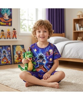 Cartoon Kids Pajama Set Short Sleeve Summer Boys G...