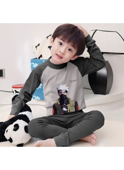 Naruto Boys Thermal Pajama Set - Winter Fleece Long Sleeve Sleepwear for Kids
