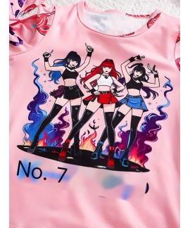 K-pop Demon Hunter Pajamas for Girls – Long Sleeve Sleepwear Set with Milk Silk Fabric