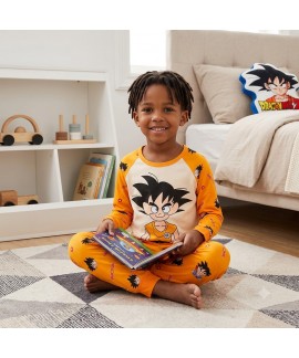 Kids Pajamas Set Long Sleeve Cartoon Print Polyester Boys Girls Sleepwear for Spring Autumn