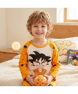 Kids Pajamas Set Long Sleeve Cartoon Print Polyester Boys Girls Sleepwear for Spring Autumn