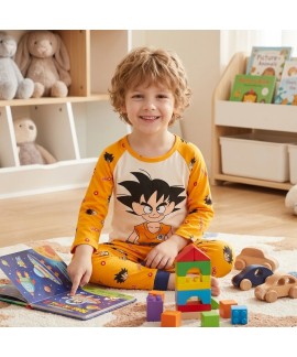 Kids Pajamas Set Long Sleeve Cartoon Print Polyester Boys Girls Sleepwear for Spring Autumn