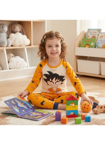 Kids Pajamas Set Long Sleeve Cartoon Print Polyester Boys Girls Sleepwear for Spring Autumn