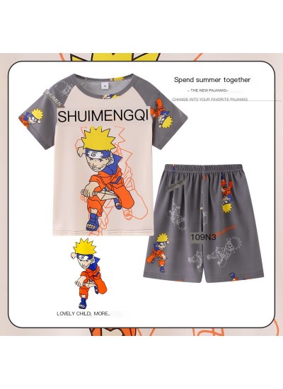 Kids Naruto Pajamas Set Summer Short Sleeve Boys Girls Cartoon Loungewear 8-16 Years