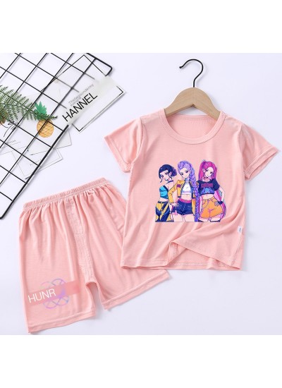 Cotton K-pop Demon Hunter Pajama Set for Kids – Breathable & Moisture-Wicking Sleepwear