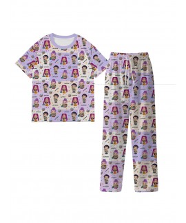K-pop Demon Hunter Pajama Set – Cartoon Print Milk Silk Short Sleeve & Long Pants for Kids & Adults