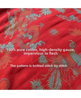 Cotton Double Gauze Kimono Robe Midi-Length Nightgown with Tie Belt Loose Sleepwear for Women