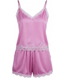 Satin Lace Pajama Set for Women - Sleeveless Cami ...