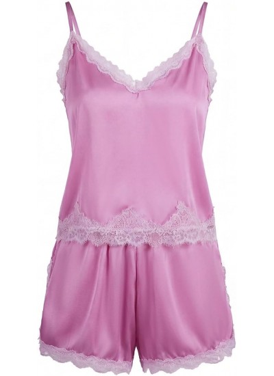 Satin Lace Pajama Set for Women - Sleeveless Cami Shorts Sleepwear Loungewear