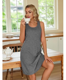 Cotton Nightgowns for Women 2 Pack Sleeveless Sleep Shirts Soft Chemise