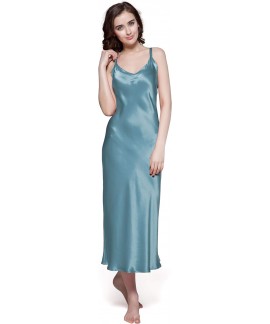 Luxurious Silk Nightgown for Women - Flowy Maxi Dr...