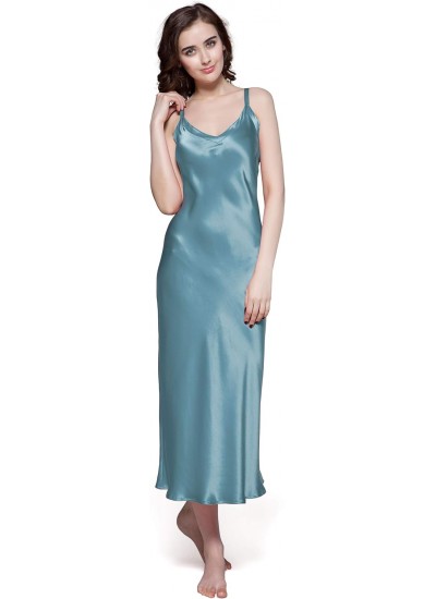 Luxurious Silk Nightgown for Women - Flowy Maxi Dress with Adjustable Straps for Sleep & Lounging
