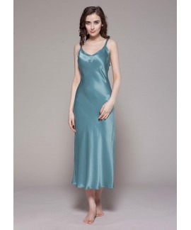 Luxurious Silk Nightgown for Women - Flowy Maxi Dress with Adjustable Straps for Sleep & Lounging
