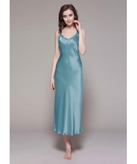 Luxurious Silk Nightgown for Women - Flowy Maxi Dress with Adjustable Straps for Sleep & Lounging