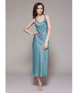 Luxurious Silk Nightgown for Women - Flowy Maxi Dress with Adjustable Straps for Sleep & Lounging