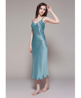 Luxurious Silk Nightgown for Women - Flowy Maxi Dress with Adjustable Straps for Sleep & Lounging