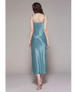 Luxurious Silk Nightgown for Women - Flowy Maxi Dress with Adjustable Straps for Sleep & Lounging