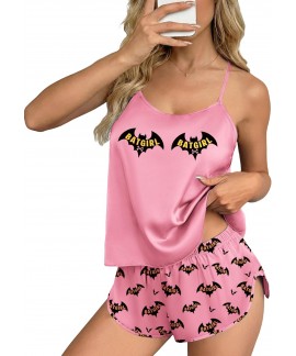 Satin Silk Pajamas Set for Women – Backless Cami...