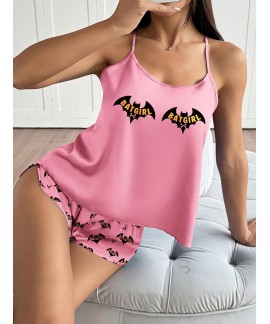 Satin Silk Pajamas Set for Women – Backless Cami Top & Shorts Sleepwear
