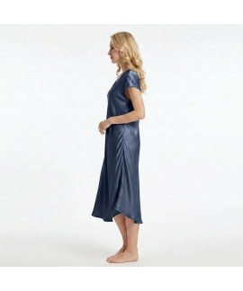 100% Mulberry Silk Nightgown for Women – 19 Momme V-Neck Knee Length Sleepwear