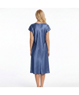 100% Mulberry Silk Nightgown for Women – 19 Momme V-Neck Knee Length Sleepwear