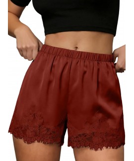 Satin Lace Shorts for Women - Micro Mini Slip Paja...