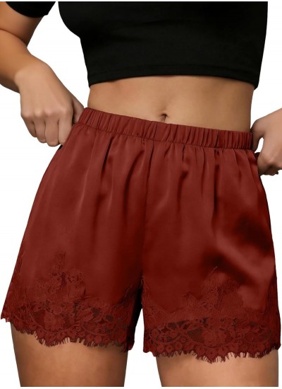Satin Lace Shorts for Women - Micro Mini Slip Pajama Shorts with Pockets, Summer Beach Bottoms