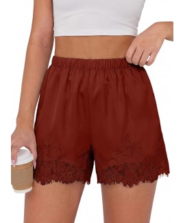 Satin Lace Shorts for Women - Micro Mini Slip Pajama Shorts with Pockets, Summer Beach Bottoms