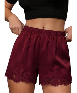 Satin Lace Shorts for Women - Micro Mini Slip Pajama Shorts with Pockets, Summer Beach Bottoms