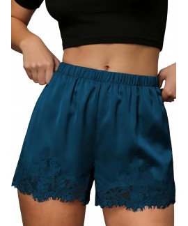 Satin Lace Shorts for Women - Micro Mini Slip Pajama Shorts with Pockets, Summer Beach Bottoms