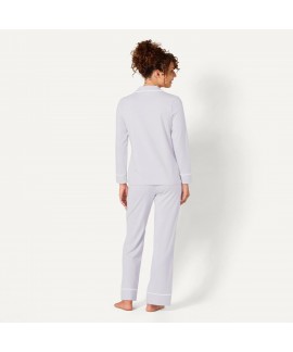 Long Sleeve Cotton Modal Pajama Set for Women – Soft Loungewear with Full-Length Bottom