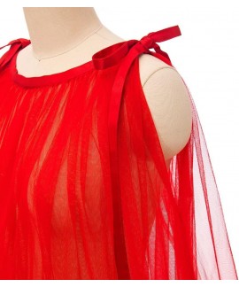Sheer Mesh Feather Trim Robe - Sexy Bridal Lingerie & Nightgown for Women, Illusion Fur Wrap