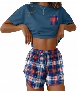 Side Split Short Pajama Set 2 Piece Soft Lounge Sl...