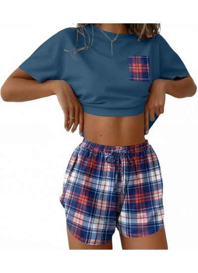 Side Split Short Pajama Set 2 Piece Soft Lounge Sleepwear for Women