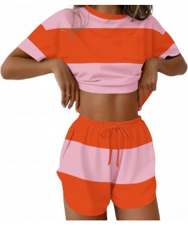 Side Split Short Pajama Set 2 Piece Soft Lounge Sleepwear for Women