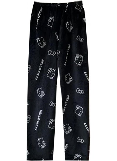 Kawaii Flannel Pajama Pants for Women - Anime Cartoon Christmas Sleepwear with Elastic Waist