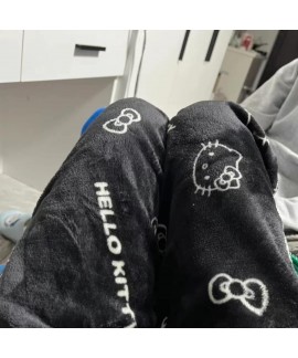 Kawaii Flannel Pajama Pants for Women - Anime Cartoon Christmas Sleepwear with Elastic Waist