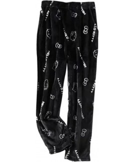 Kawaii Flannel Pajama Pants for Women - Anime Cartoon Christmas Sleepwear with Elastic Waist