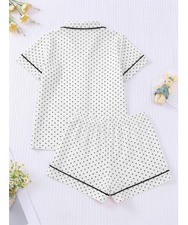 Women's 2 Piece Pajama Set Cute Pjs Sleepwear Summer Button Down Short Sleeve Shirt and Shorts Loungewear