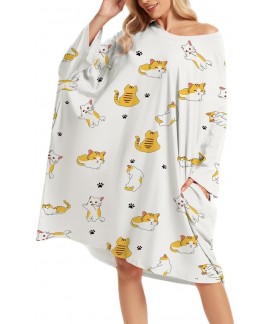 Oversized Sleep Shirt for Women Plus Size Nightgown with Pocket Fit S-5XL