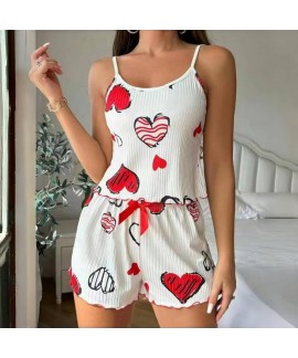 Ribbed Crop Cami & Shorts Pajama Set for Women...