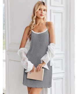 Sleeveless Lace Sleep Shirt - Soft Chemise Nightgown for Women, Comfortable Sleepwear Dress