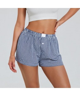 Gingham Pajama Shorts for Women - Cute Plaid Lounge Shorts Elastic Waist Sleep Bottoms Y2K Streetwear