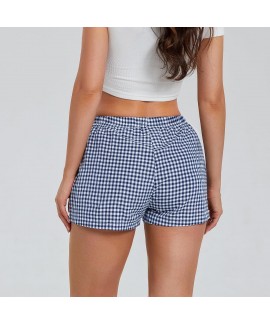 Gingham Pajama Shorts for Women - Cute Plaid Lounge Shorts Elastic Waist Sleep Bottoms Y2K Streetwear