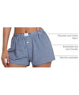 Gingham Pajama Shorts for Women - Cute Plaid Lounge Shorts Elastic Waist Sleep Bottoms Y2K Streetwear