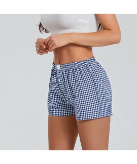Gingham Pajama Shorts for Women - Cute Plaid Lounge Shorts Elastic Waist Sleep Bottoms Y2K Streetwear
