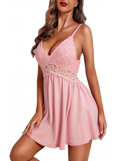 Lace Trim Sleep Dress Chemise Nightgown for Women Sleeveless Sexy Nightgown S-3XL