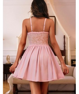 Lace Trim Sleep Dress Chemise Nightgown for Women Sleeveless Sexy Nightgown S-3XL